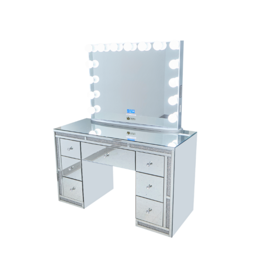 Camila Hollywood Makeup Vanity Station Silver