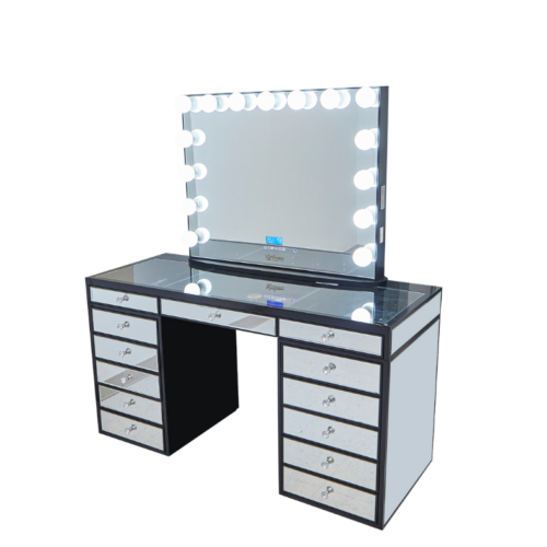 Flash Sale – Eva Mirrored Hollywood Makeup Vanity Station Black