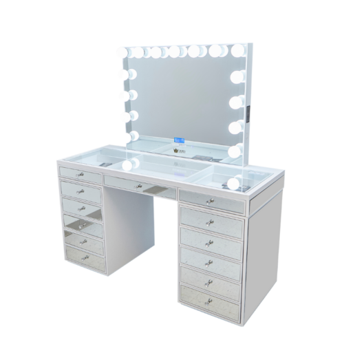 Flash Sale – Sofia Mirrored Hollywood Makeup Vanity Station White