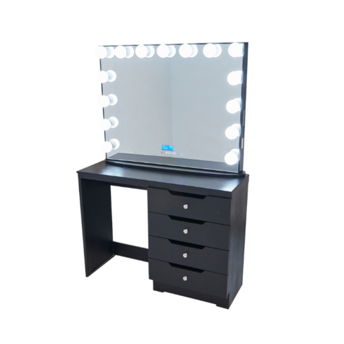 Melanie Bluetooth Hollywood Mirror Vanity Station Black